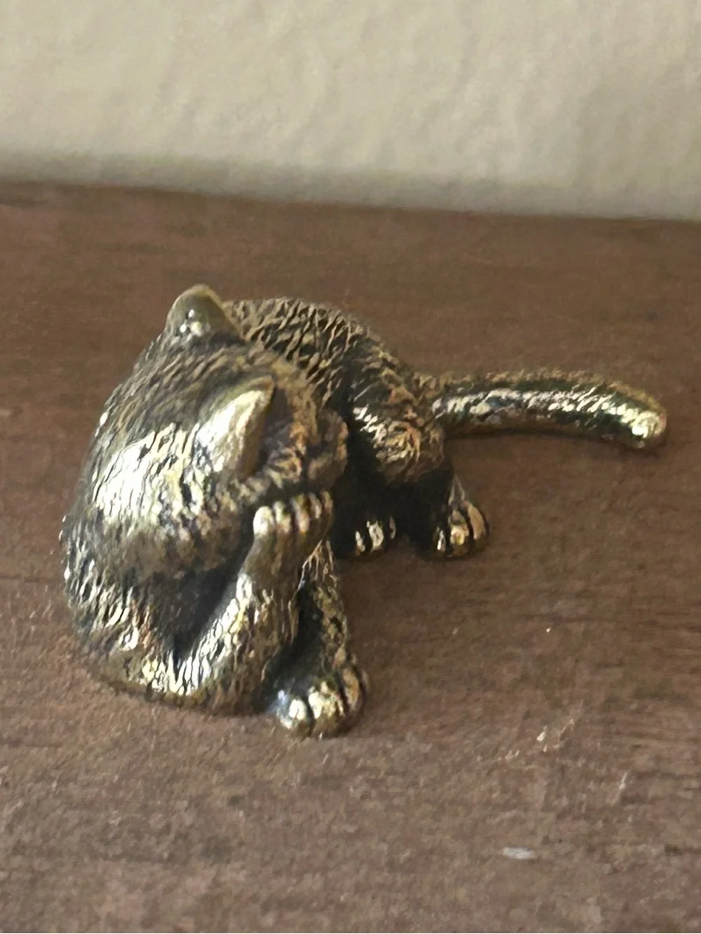 Vintage Miniature Solid Brass Cat Figurines